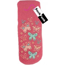 Pink Butterfly Design Thermal Slipper Socks